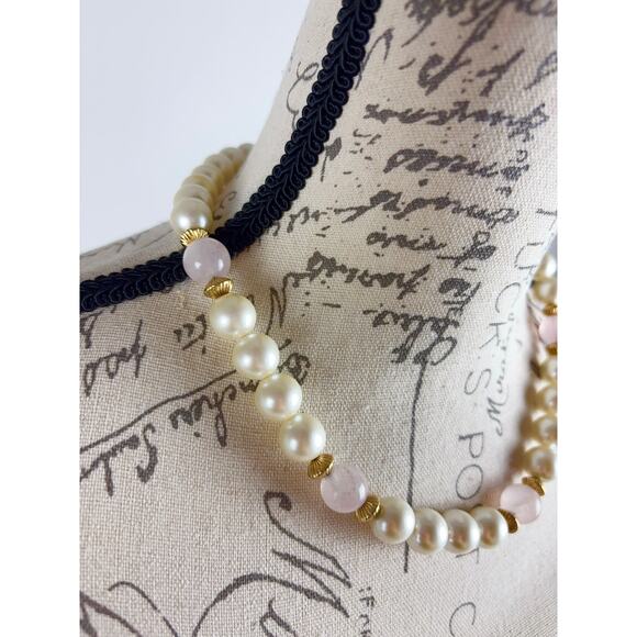 B9 Napier Chunky Faux Pearl Necklace Vintage Statement Runway Bridal Collar Glam - Picture 6 of 10